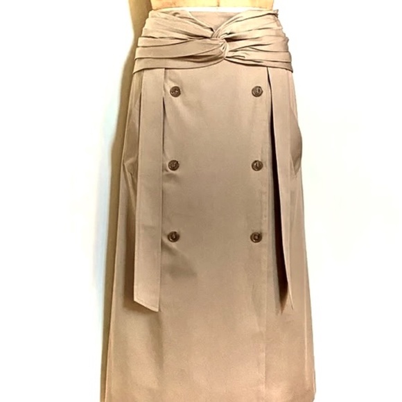 Rokh Twist-Front Button Embellished Cotton Gabardine Midi Skirt - Picture 12 of 12